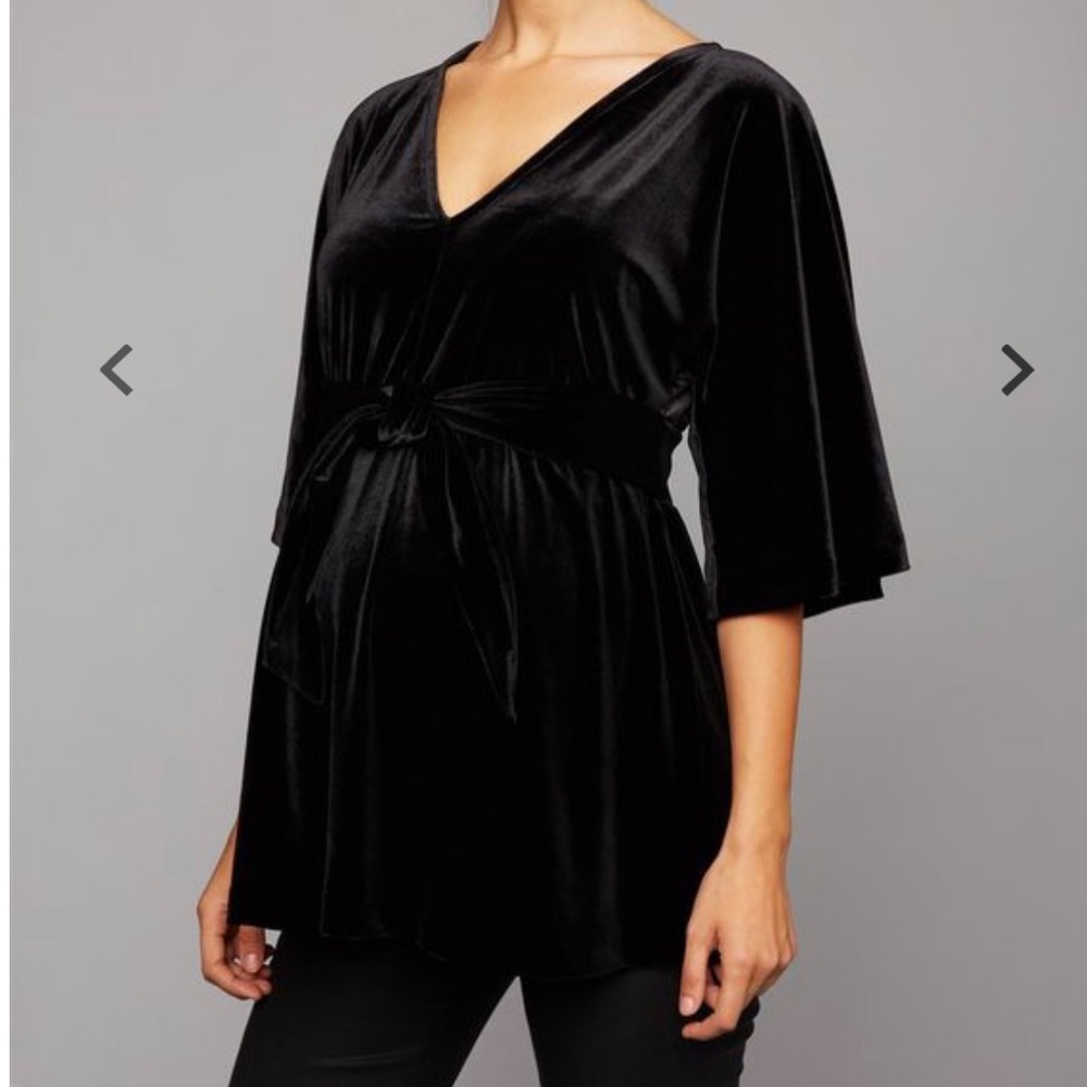 Babydoll wide sleeve velvet maternity top